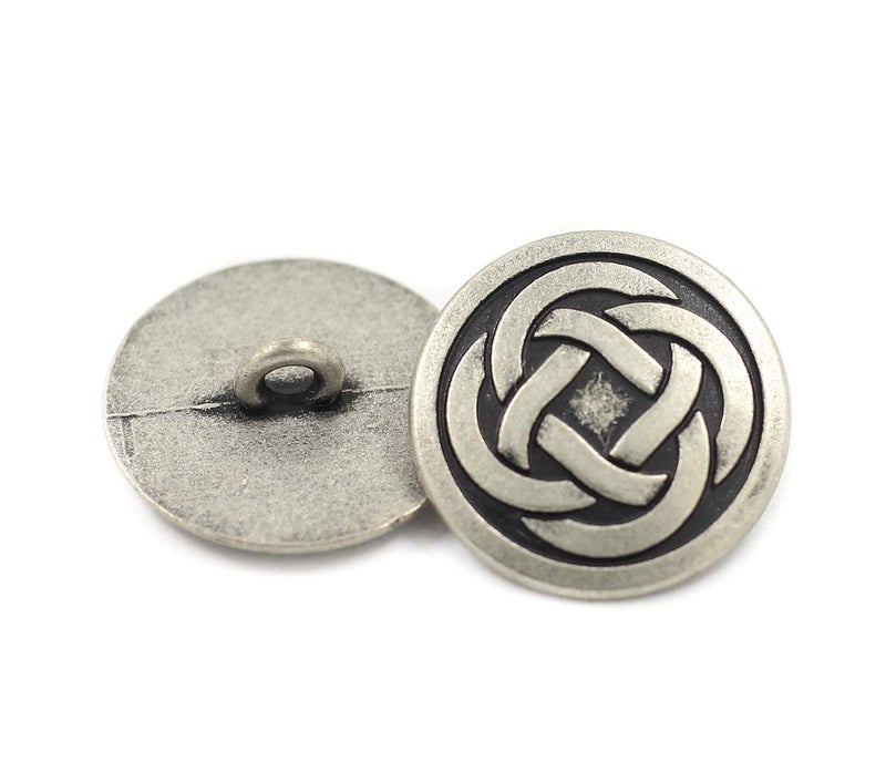 Bezelry 12 Pieces Tiny Celtic Knot Metal Shank Buttons. 20mm (3/4 inch) (Antique Silver) - Image 3